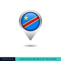 Democratic Republic of the Congo flag map pin vector design template. Royalty Free Stock Photo