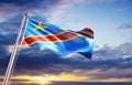 Democratic Republic of the Congo Flag waiving in the wind Royalty Free Stock Photo