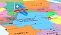 Democratic Republic of the Congo, Kinshasa - national flag pinned on political map