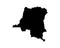 Democratic Republic of the Congo Map. DRC DORC DR Congo Country Map. Congolese Black and White National Outline Geography Border B
