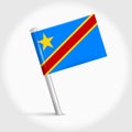 Democratic Republic of the Congo map pin flag. 3D realistic vector illustration Royalty Free Stock Photo