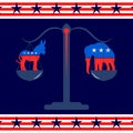 Democratic and Republican party symbols.