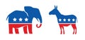 Democratic and Republican political symbols. Election, voting vector illustration