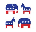 Democratic and Republican political symbols. Election, voting vector illustration