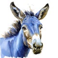 Democratts blue donkey isolated on white transparent, USA presidential election political party mascot