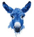 Democratts blue donkey isolated on white transparent, USA presidential election political party mascot