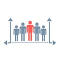 Demographic Analysis Icon with Unique Red Figure Standing Out from a Crowd Royalty Free Stock Photo