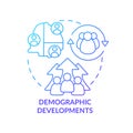 Demographic developments blue gradient concept icon