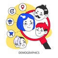 Demographic targeting concept. Flat vector illustration.