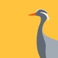 Demoiselle crane head vector illustration flat style profile Royalty Free Stock Photo