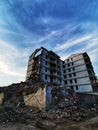 Demolished apartment in the sunset, wuhan city