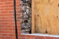 Demolished brick wall, construction landscape Royalty Free Stock Photo