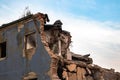 A demolished building with destroyed walls Royalty Free Stock Photo