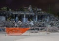 Demolished buildings at night Royalty Free Stock Photo