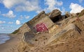 Demolished sovjet bunkers on the coast of the Baltic sea at Karosta Royalty Free Stock Photo