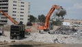 Demolition Backhoe Loading Building Rubble