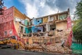 Demolition of the building. Destroyed old house Royalty Free Stock Photo