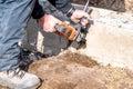 demolition of concrete with an electric hammer