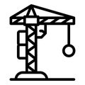 Demolition construction crane icon, outline style Royalty Free Stock Photo