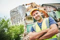 Demolition construction work. Worker at building site