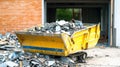 Demolition Debris and Rubble in Construction Waste Container After Building Destruction Royalty Free Stock Photo