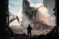 Demolition expert strategically dismantling a structure. Generative AI