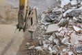 Demolition of an industrial building and drill concrete machine Royalty Free Stock Photo