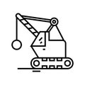 Demolition machine line icon, concept sign, outline vector illustration, linear symbol. Royalty Free Stock Photo