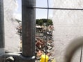 Demolition of a neighborhood to renovate, close-up on building debris