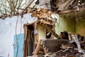 Demolition of an old two-story wooden house