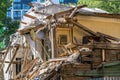 Demolition of old wooden house