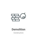 Demolition outline vector icon. Thin line black demolition icon, flat vector simple element illustration from editable Royalty Free Stock Photo