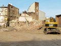 Demolition work and construction machinery near the ruins in Kielce, Poland