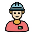 Demolition worker icon color outline vector