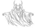 Demon Baphomet Satanic symbol Vector illustration. king satan on gothic engraving ornament style
