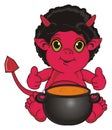 Demon with black object Royalty Free Stock Photo