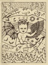 Demon child. Mystic concept for Lenormand oracle tarot card
