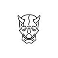 demon head skull line icon on white background