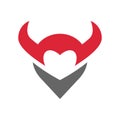 Demon horn and love symbol, vector logo icon design template elements Royalty Free Stock Photo