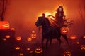 demon horsewoman in Halloween night