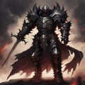 Demon knight in heavy armor, an armageddon knight with darkness in his heart