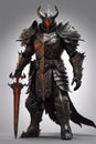 Demon knight in heavy armor, an armageddon knight with darkness in his heart