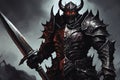 Demon knight in heavy armor, an armageddon knight with darkness in his heart