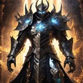 Demon knight in heavy armor, an armageddon knight with darkness in his heart