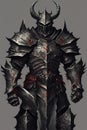 Demon knight in heavy armor, an armageddon knight with darkness in his heart