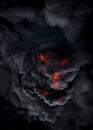 Demon like face in volcanic pyroclastic flow volcano eruption Royalty Free Stock Photo