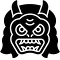 Demon mask icon, Japanese New Year related vector