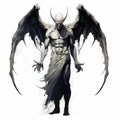 Dignified Demon With Wings On White Background