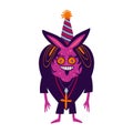 Demon priest with a creepy face. vibrant Halloween character. Illustration in cartoon style