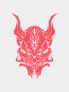 Demon samurai oni mask hannya mask japanesse skull style head tattoo illustration vector design t shirt print template